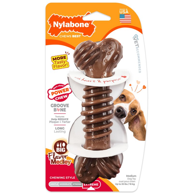 Nylabone Dura Chew Power Textured Bone Dog Chew Toy Wolf 1 S