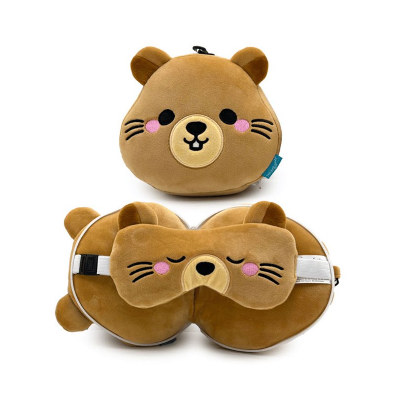 Relaxeazzz Kids Travel Pillow & Eye Mask - Marmot