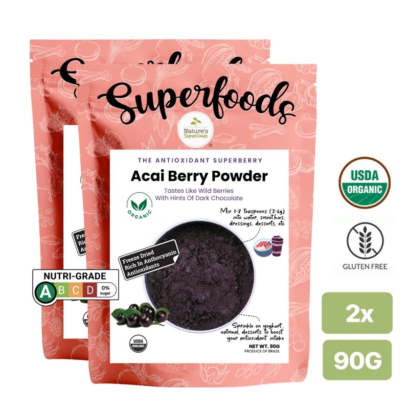 Nature's Superfoods Organic Acai Berry Powder Bundle