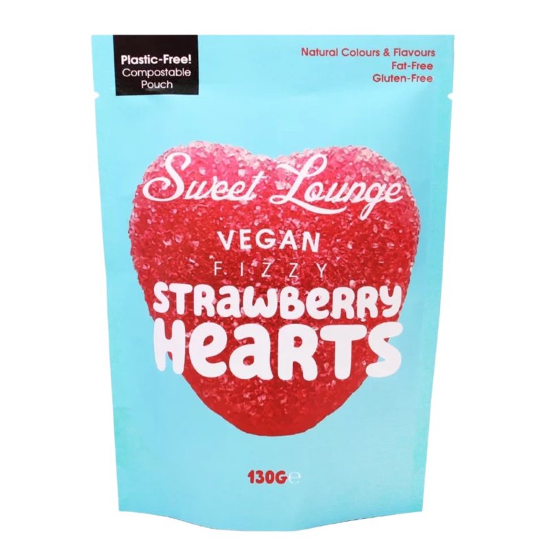 Sweet Lounge Vegan Fizzy Strawberry Hearts