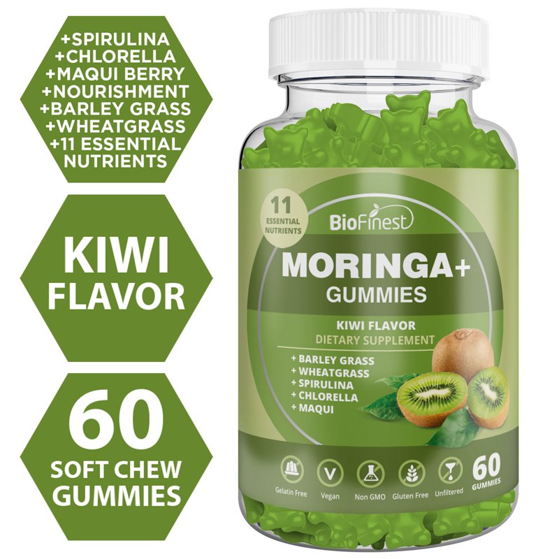 Biofinest Moringa+ Gummies Natural Energy Detox Daily Balance 60 S