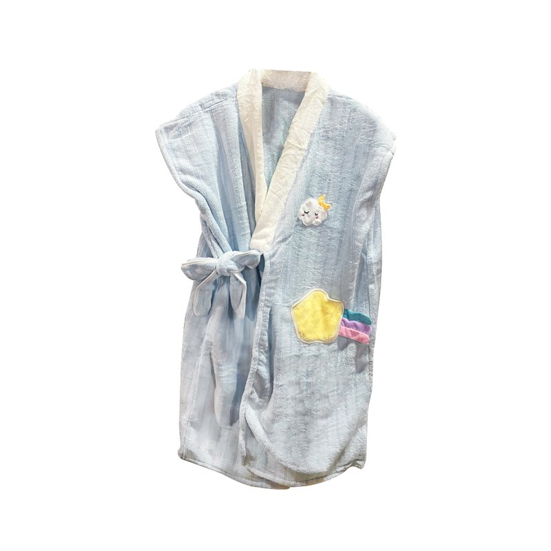 Sweet Home Ladies Slanted Cardigan Bathrobe Loungewear - Blue 1 S