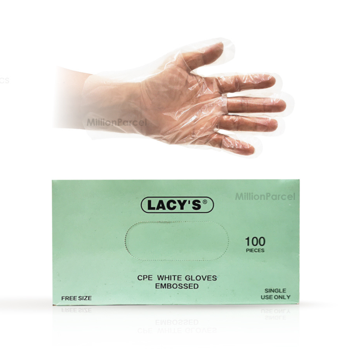 Lacy's CPE White Gloves Embossed Powder Free 100 S