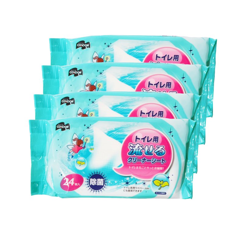 Condor Water-Dispersible Toilet-Cleaning Wipes 4 x 24 S