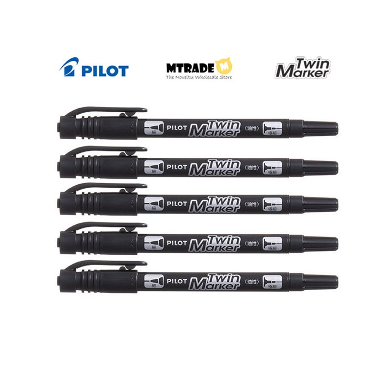 Pilot Twin Tip Permanent Marker - Black (PMEF60KEU-5B) 5 S