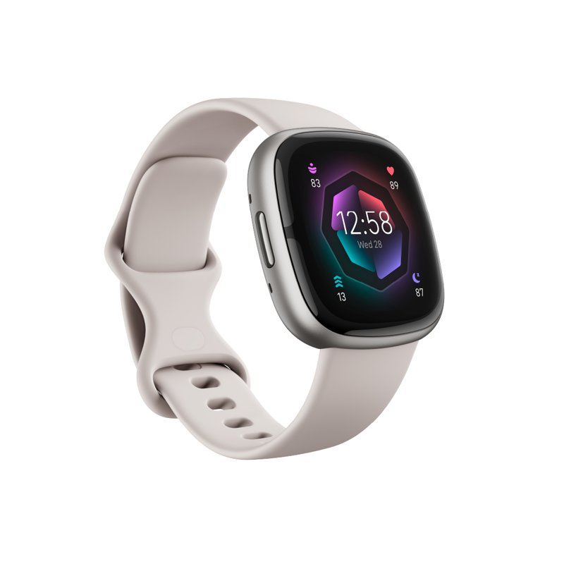Fitbit Sense 2 Smartwatch - Lunar White / Platinum Aluminium 1 S