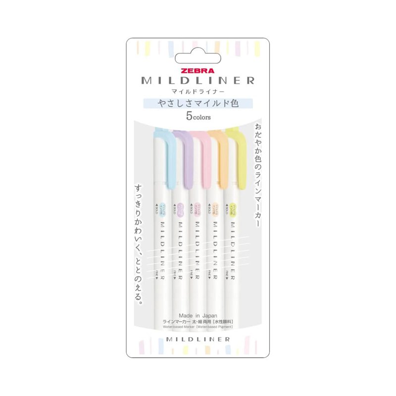 Mildliner Bold/Fine Highlighter 5 Colour Set (Gentle) 5 S