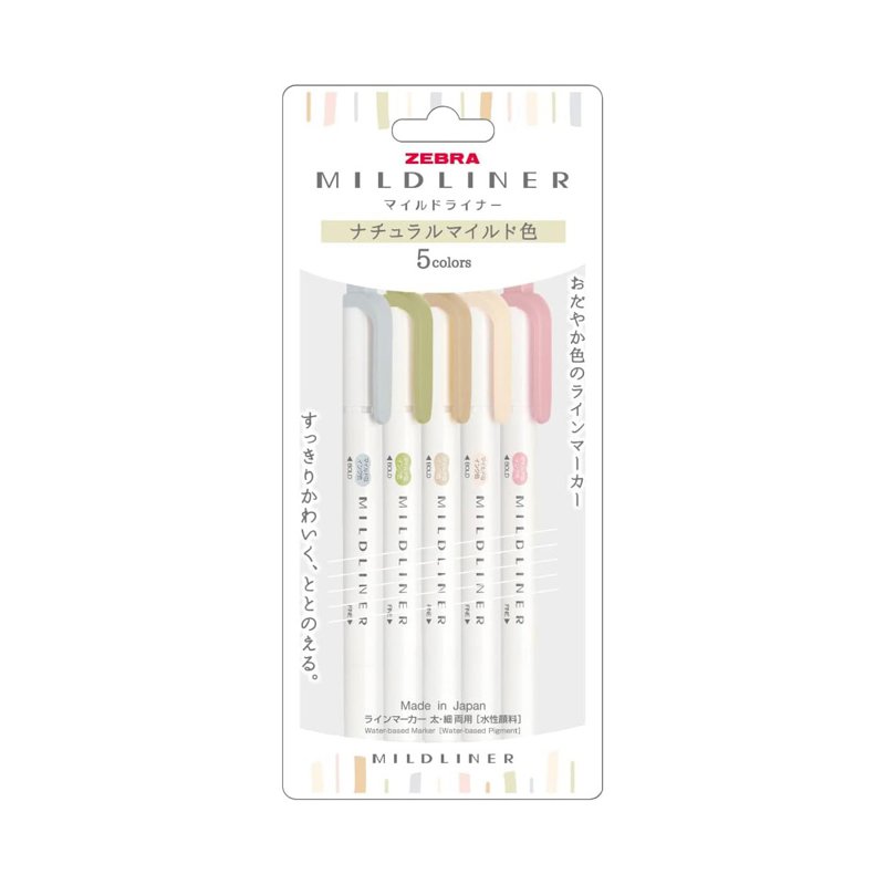 Mildliner Bold/Fine Highlighter 5 Colour Set (Natural) 5 S