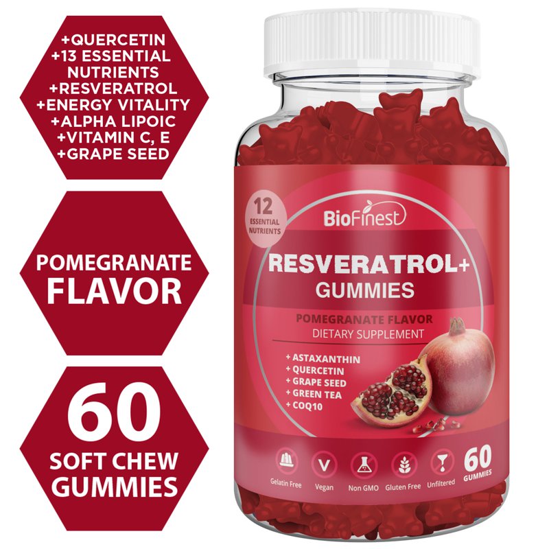 Biofinest Resveratrol+ Gummies Antioxidant Energy Vitality 60 S