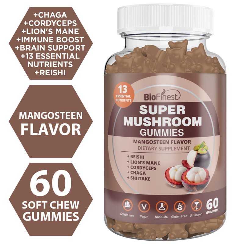 Biofinest Super Mushroom+ Gummies Immunity Cognitive Support 60 S