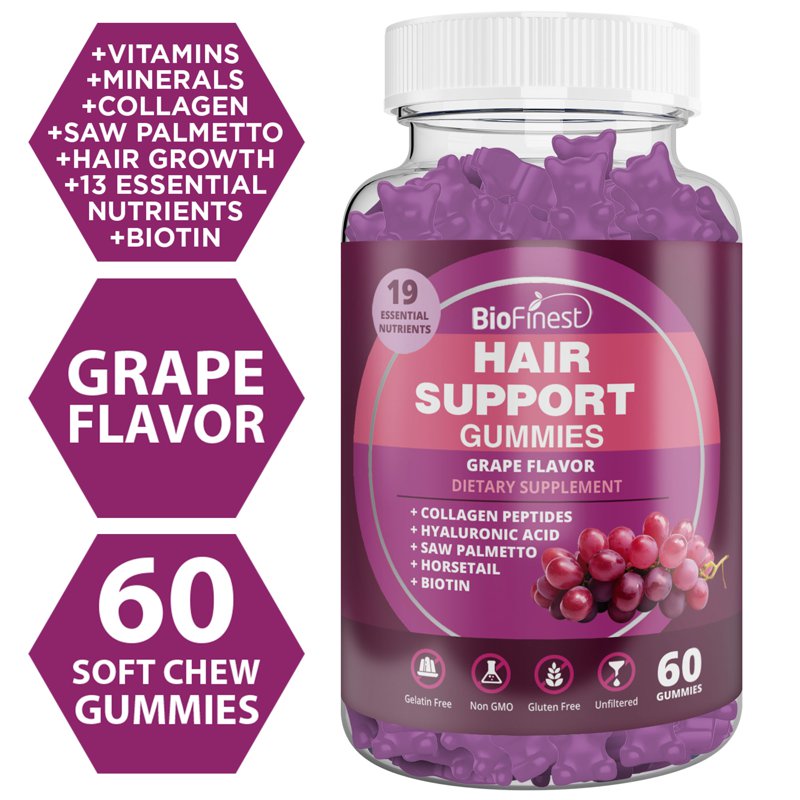 Biofinest Hair Support Gummies Hair Strength Growth Volume 60 S