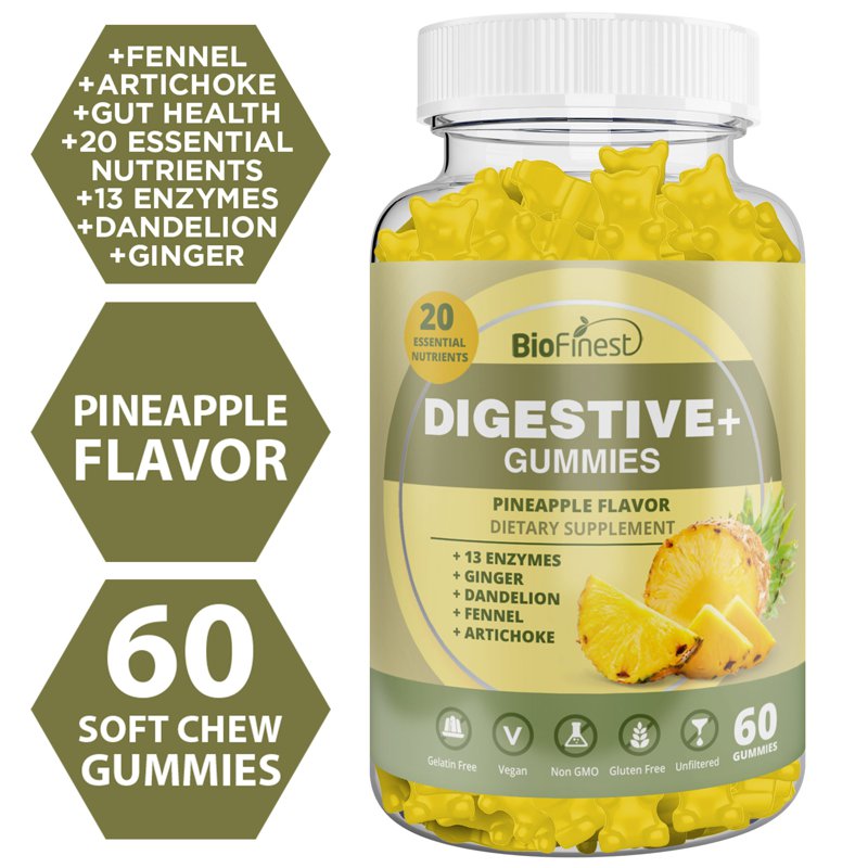 Biofinest Digestive+ Gummies Gut Digestion Bloat Relief 60 S