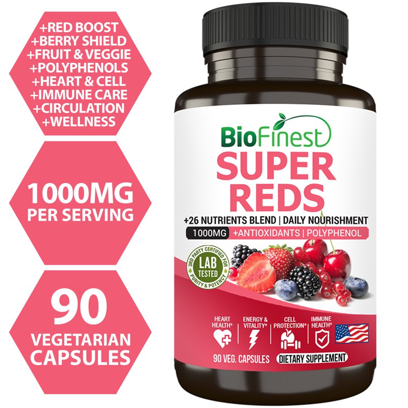 Biofinest Super Reds Antioxidant Heart Health Energy Immunity 90 S