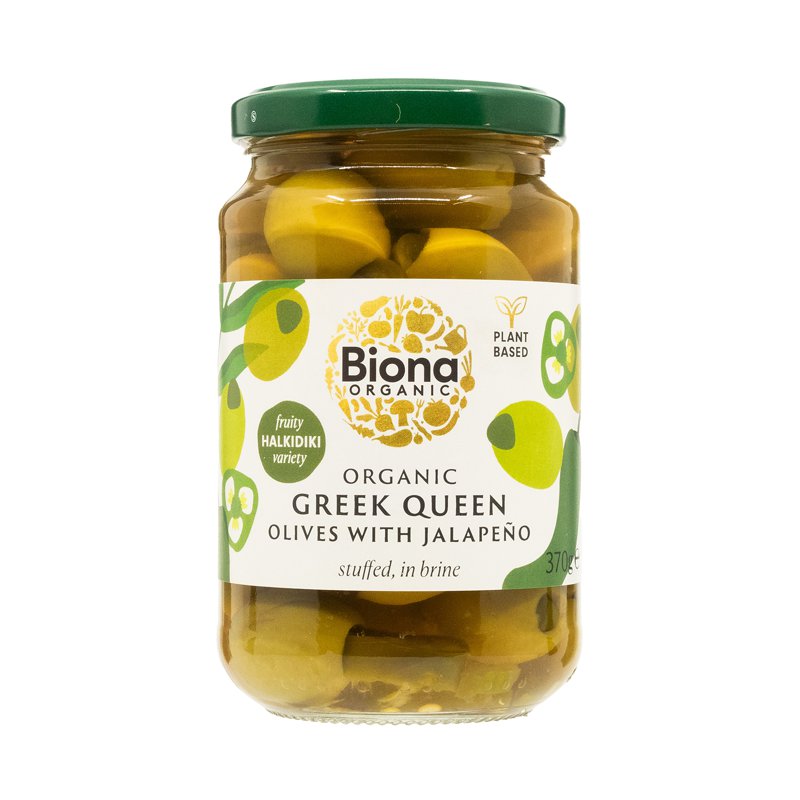 Biona Organic Greek Queen Olives with Jalapeno Stuffed