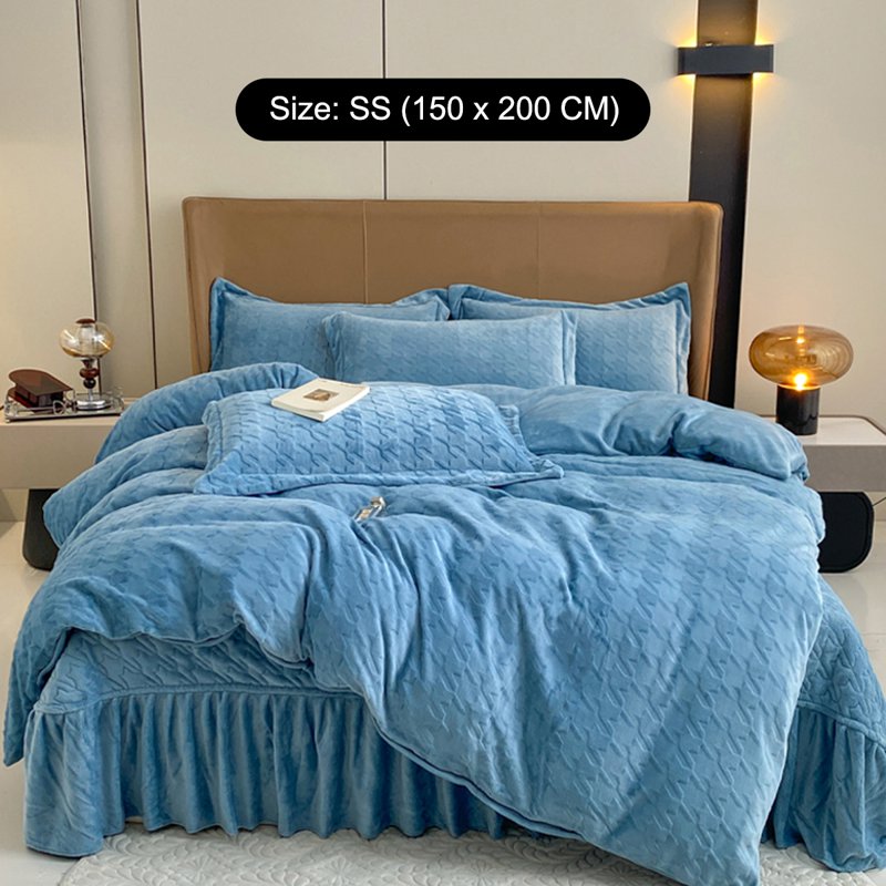 Sweet Home Houndstooth Flannel Fleece Blanket- Blue SS 1 S