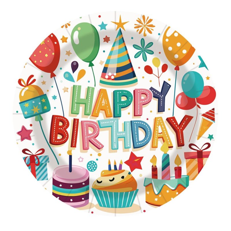 Dodomu Disposable Paper Plates - Sweet Happy Birthday (9") 10 S