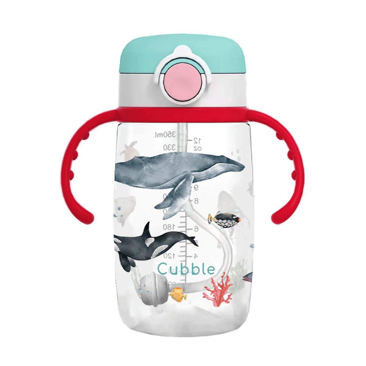 Cubble Tritan Sippy Cup with Weighted Straw (Red Mint)