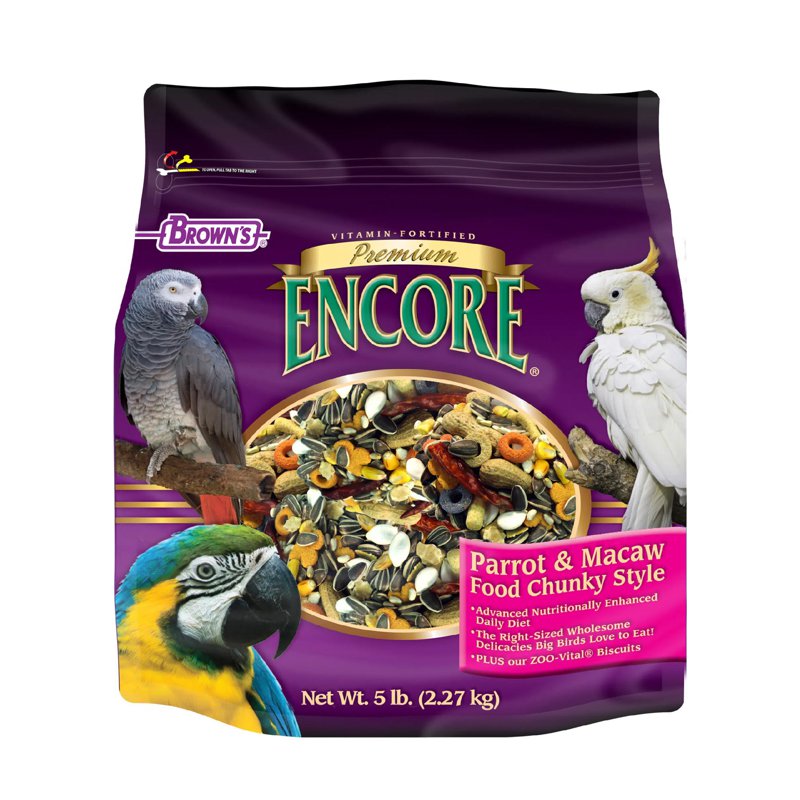 Brown's Encore Premium Big Bites! Chunky Style Parrot & Macaw Food