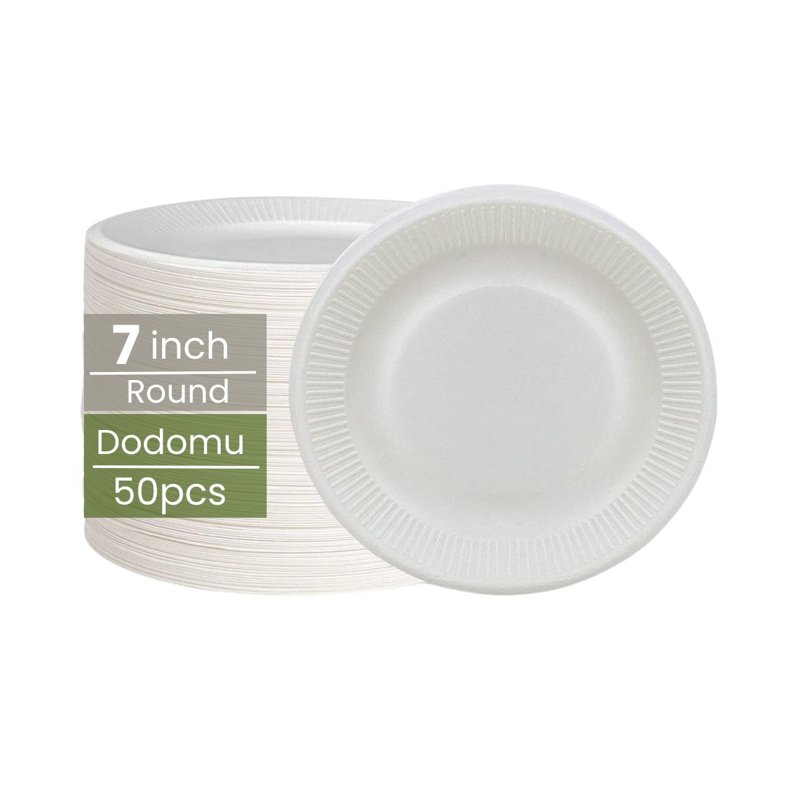 Dodomu Biodegradable Disposable White Round Plate 50 S