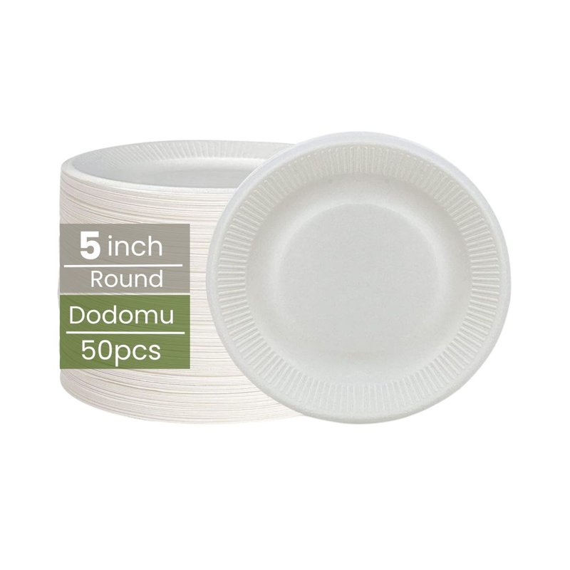 Dodomu Biodegradable Disposable White Round Plate 50 S