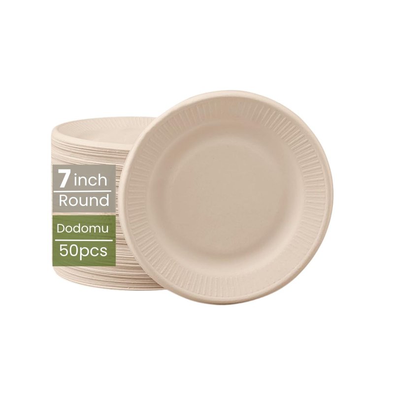 Dodomu Biodegradable Disposable Natural Round Plate 50 S