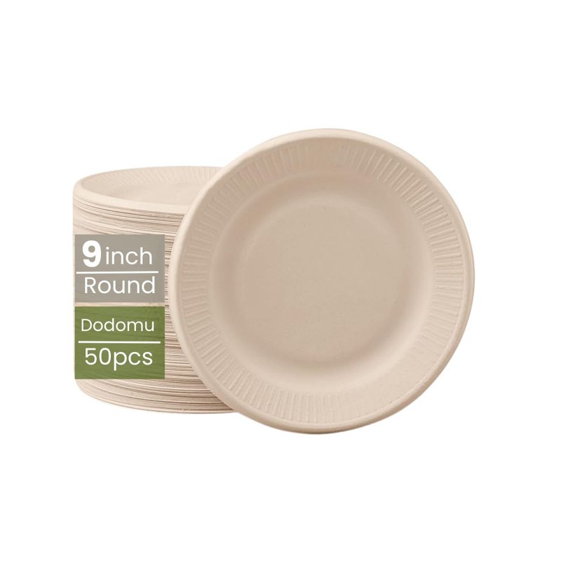 Dodomu Biodegradable Disposable Natural Round Plate 50 S