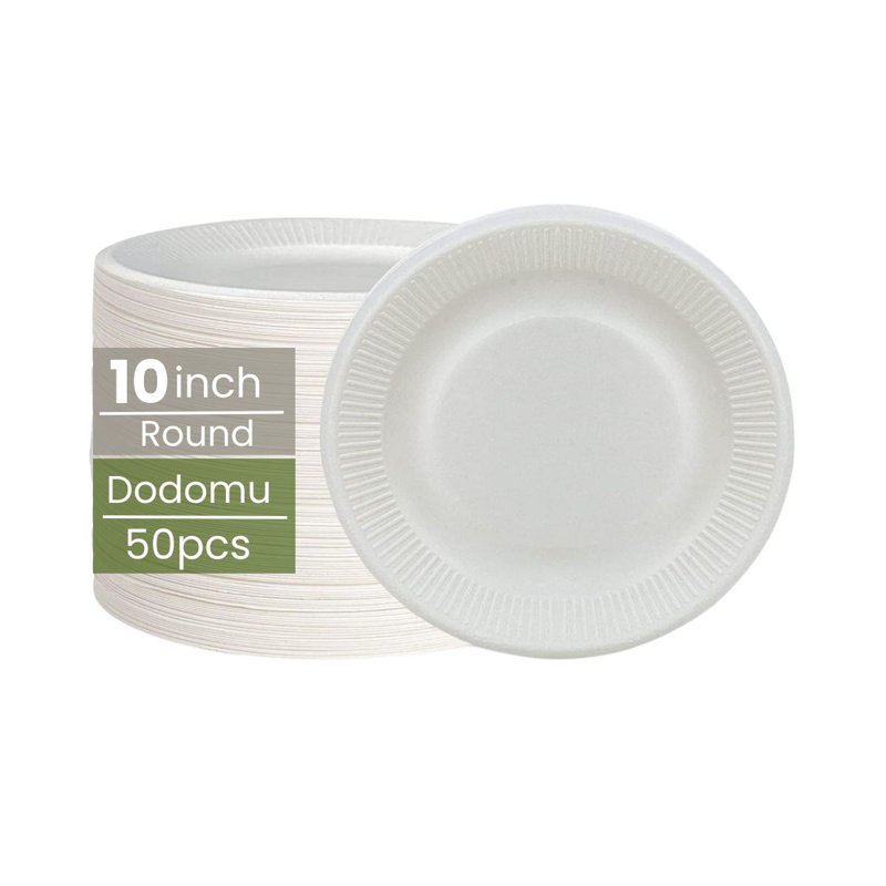 Dodomu Biodegradable Disposable White Round Plate 50 S