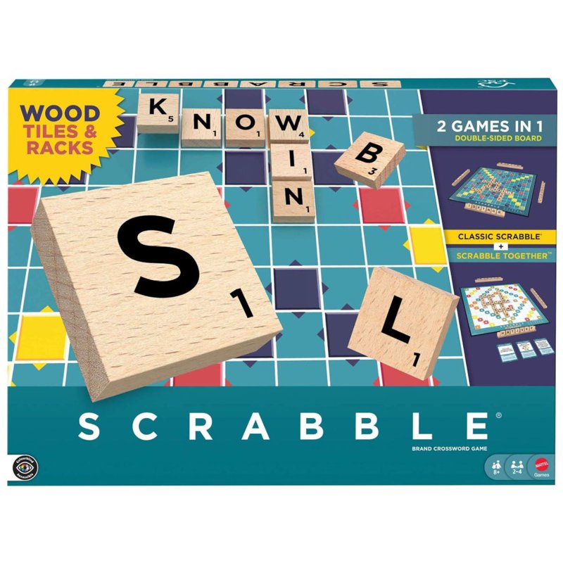 Mattel Games Scrabble Board Game Wood Tiles 1 S