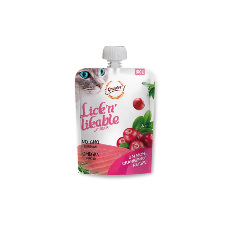 Gnawlers Lick N Likable Cat Treat - Salmon & Cranberry
