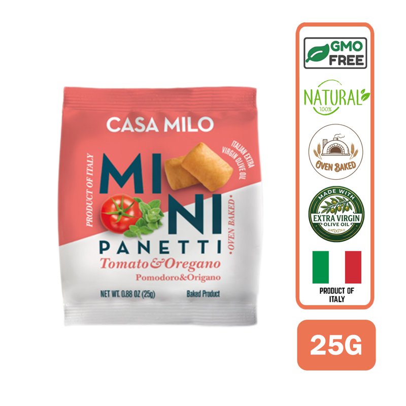 Casa Milo Mini Italian Baked Snack Panetti, All Natural Tomato Oregano