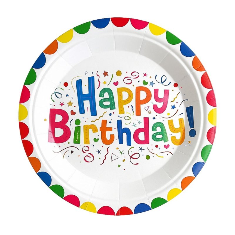 Dodomu Disposable Paper Plates - Trendy Happy Birthday 10 S