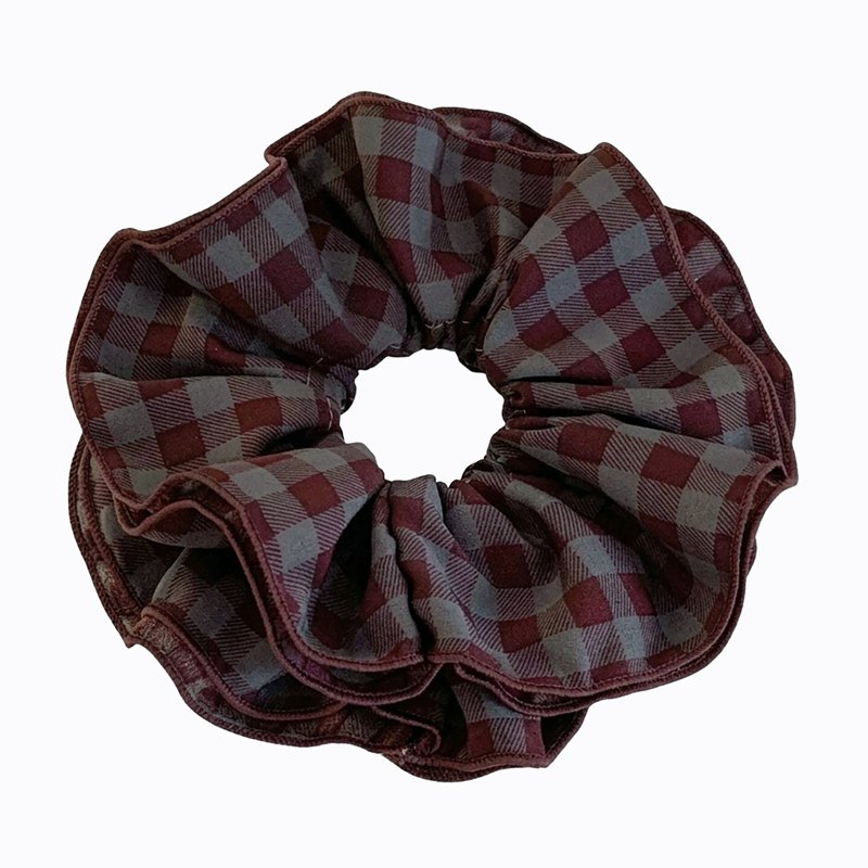 Dark Red Plaid Scrunchie 1 S