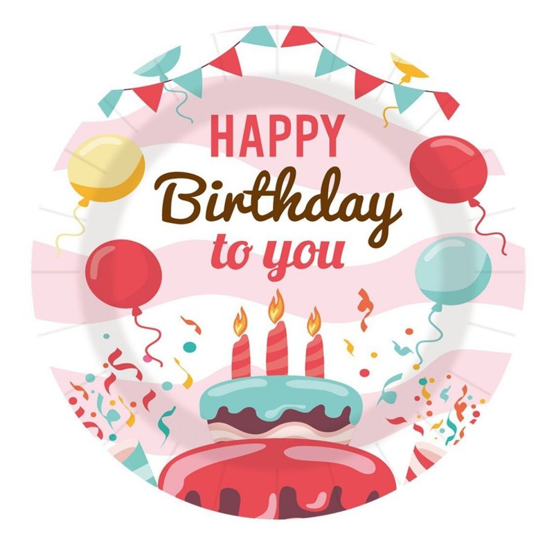 Dodomu Disposable Paper Plates - Merry Happy Birthday 10 S