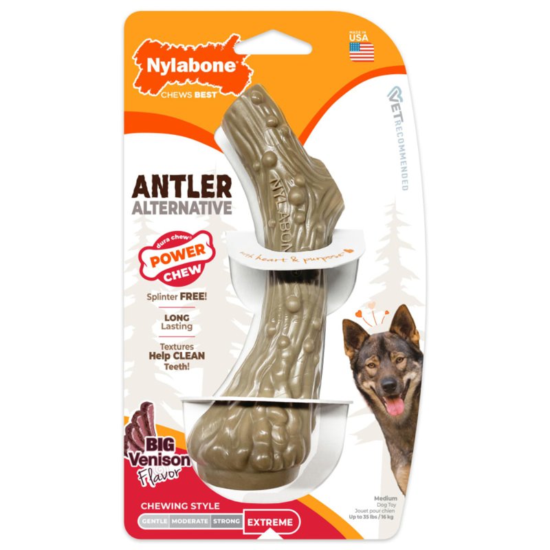 Nylabone Power Chew Antler Dog Chew Alternative Wolf 1 S