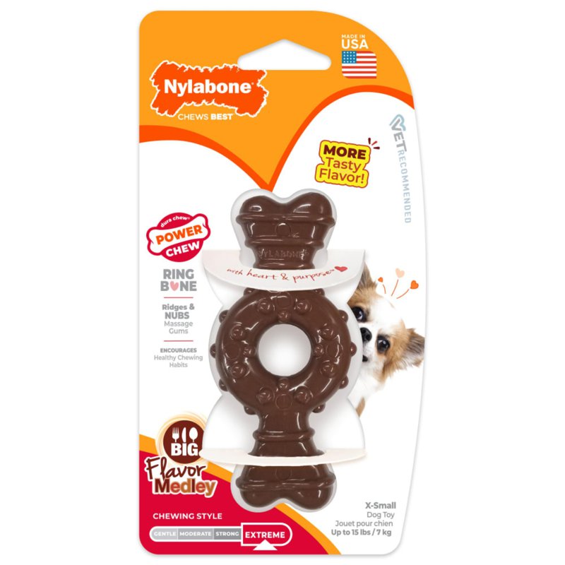 Nylabone Power Chew Durable Ring Bone Dog Chew Toy Petite 1 S