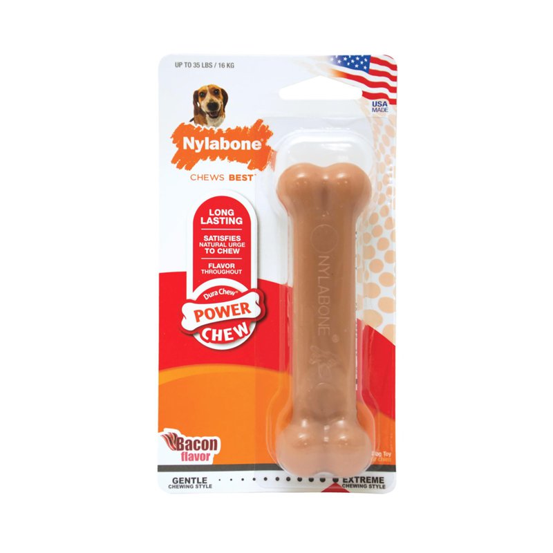 Nylabone Power Chew Durable Bacon Dog Chew Toy Wolf 1 S