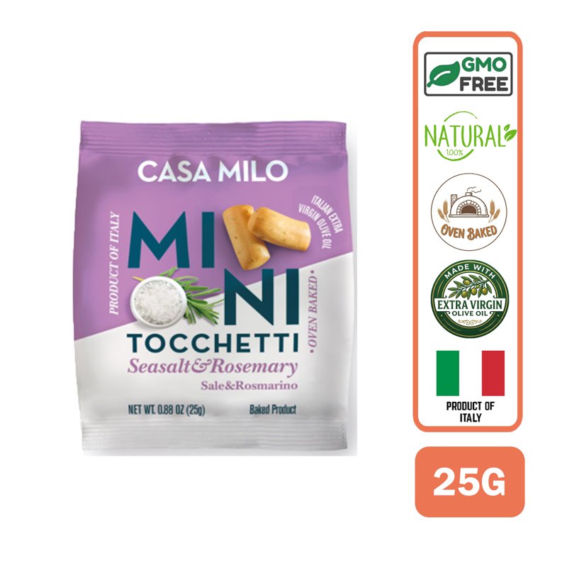 Casa Milo Mini Italian Baked Breadstick Snack Tocchetti Rosemary Salt