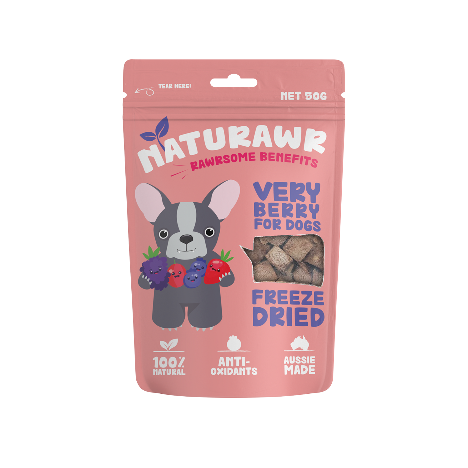 Naturawr Kangaroo Freeze Dried Dog Treat - Very Berry