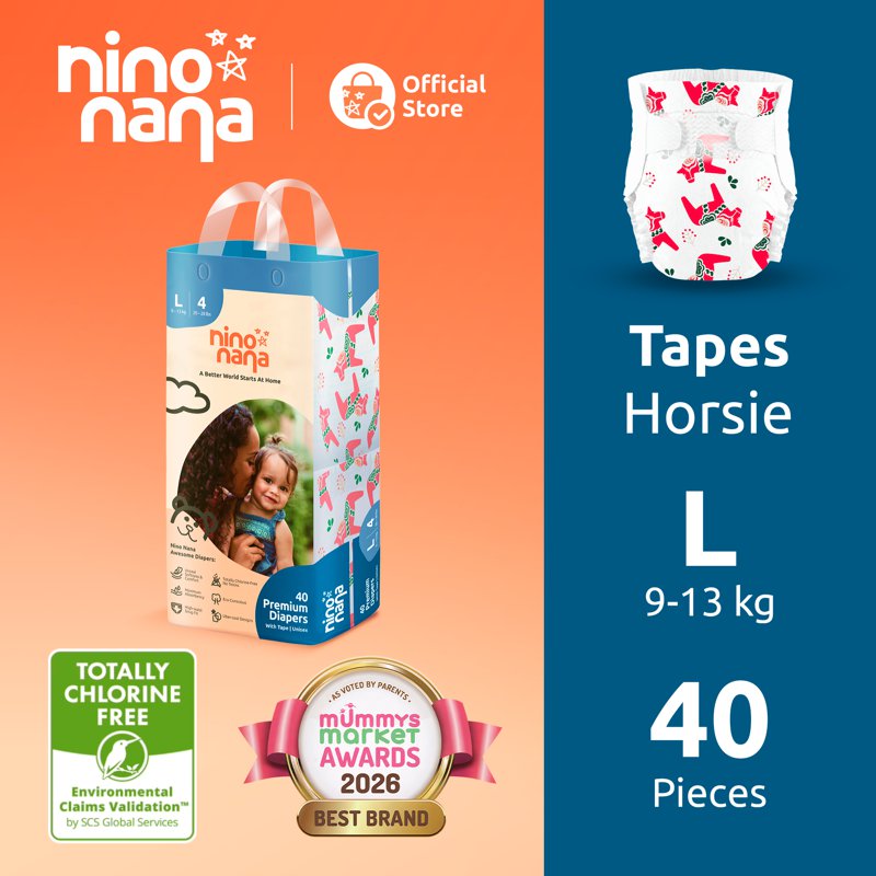 Nino Nana Tape Diapers - Horsie L (9- )