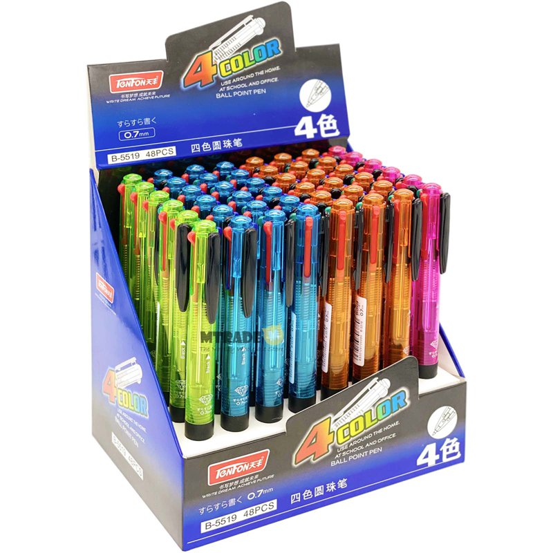 TenFon 4-Color Ink Multi-Ballpoint Pen 0.7mm Bulk 48 S