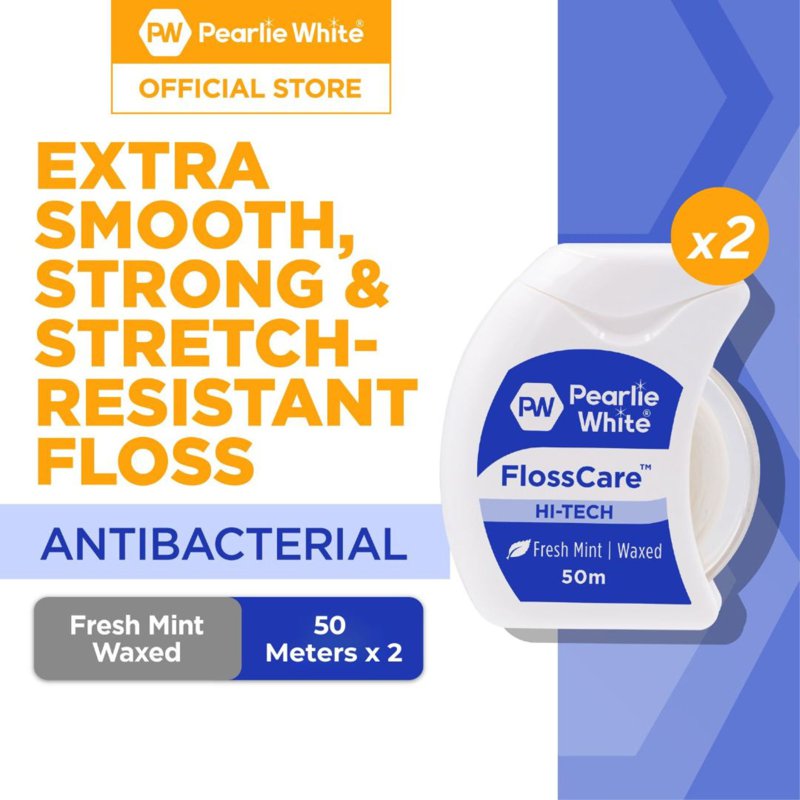 Pearlie White FlossCare Hi-Tech Waxed Mint Floss 2 x 50 M