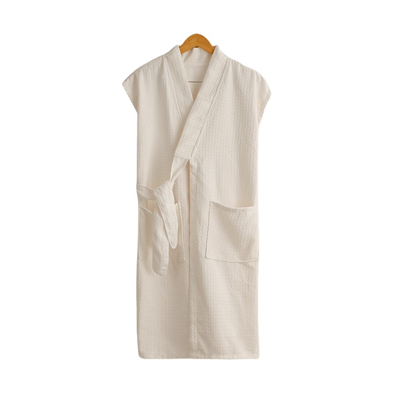 Sweet Home Waffle Short-sleeve Bathrobe-Beige 1 S