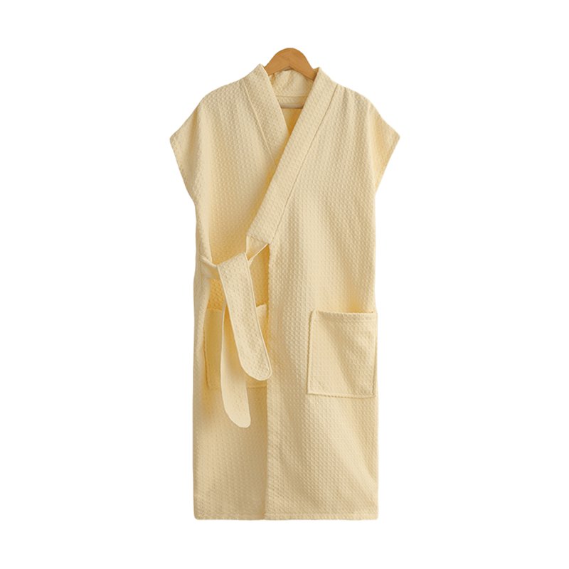 Sweet Home Waffle Short-sleeve Bathrobe Yellow 1 S