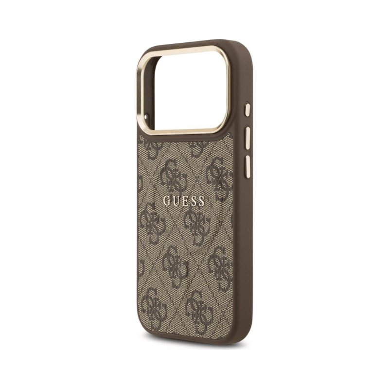 Guess Gold Frame PU Leather For iPhone 17 Pro - Brown