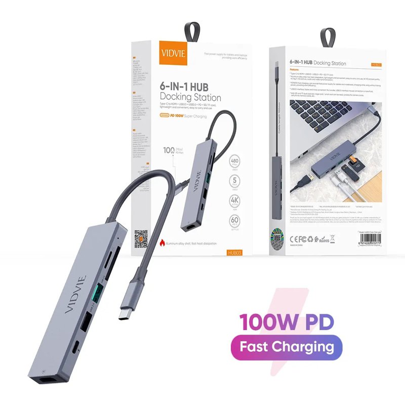 Vidvie HUB03 6-IN-1 Docking Station 1 S