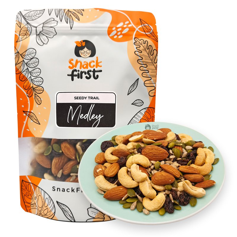 SnackFirst Seedy Trail Medley -Mixed Nuts, Seeds, Raisins