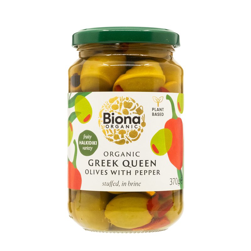 Biona Organic Greek Queen Olives with Red Pepper Stuffed