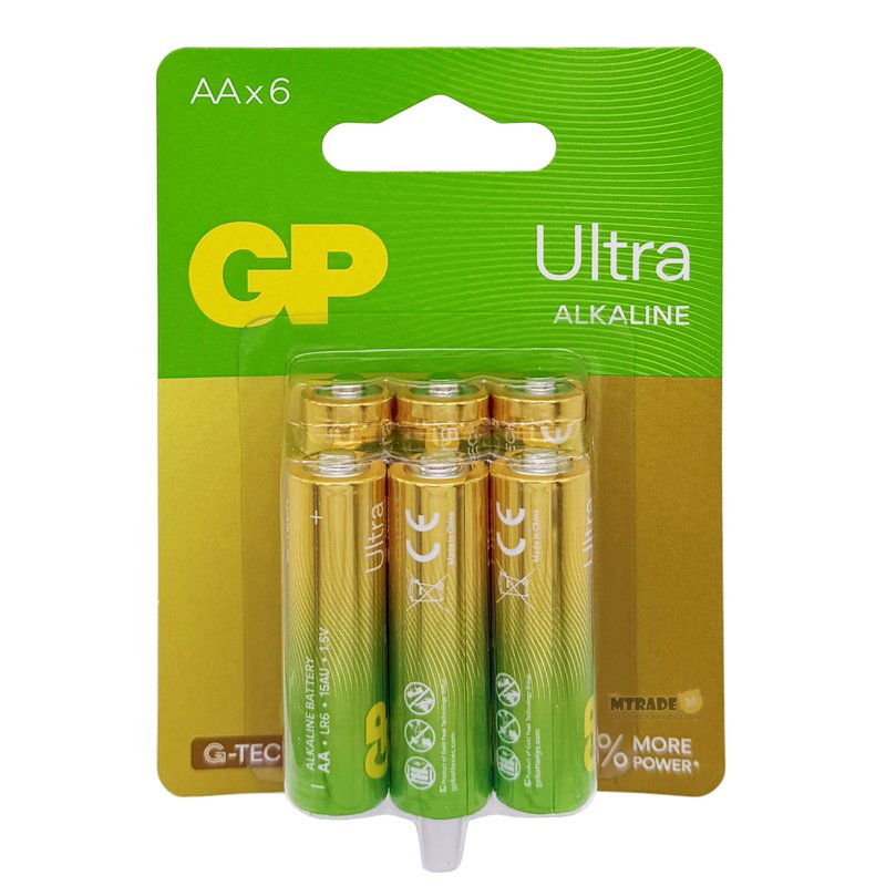 GP Ultra Alkaline AA Battery Pack 6 S