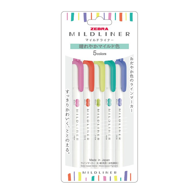Zebra Mildliner Bold/Fine Highlighter 5 Colour Set (Radiant) 1 S