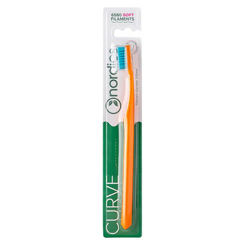 Nordics Adult Expert Curve Toothbrush Soft Filaments Orange 1 S